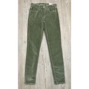 American Eagle Outfitters Hi-Rise Corduroy Jegging Olive Green Women’s Sz 00 NWT